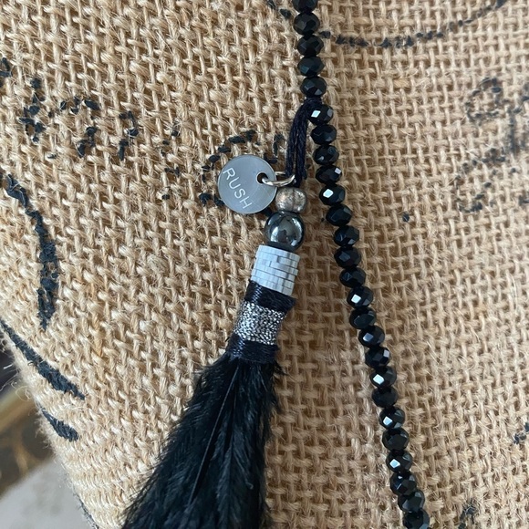 Rush by Denis and Charles New Boho Black Feather Necklace NWT Festival Bohemian - Picture 3 of 12